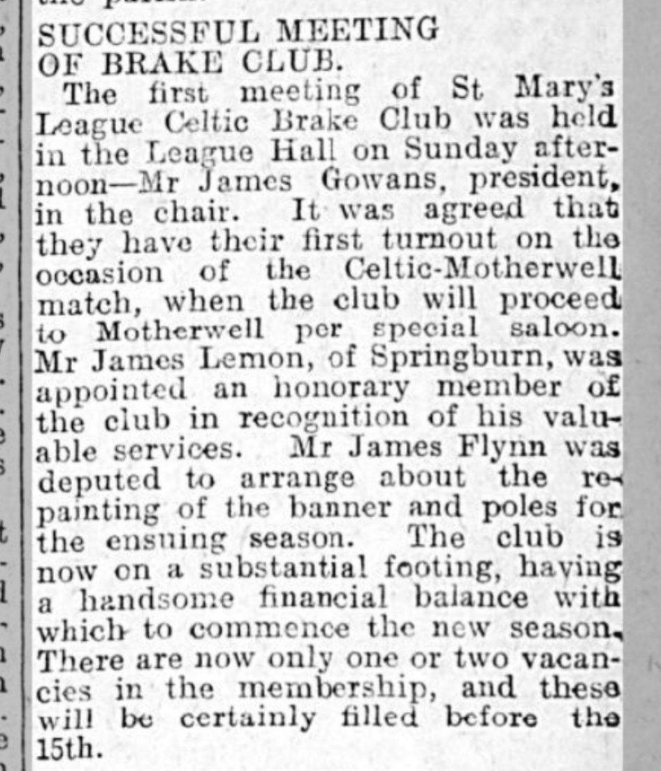 Meeting of the first Celtic Brake Club and pioneers of organised travel to the games which continues to this day. James Gowans was a very influencial figure of the day with Celtic supporters.