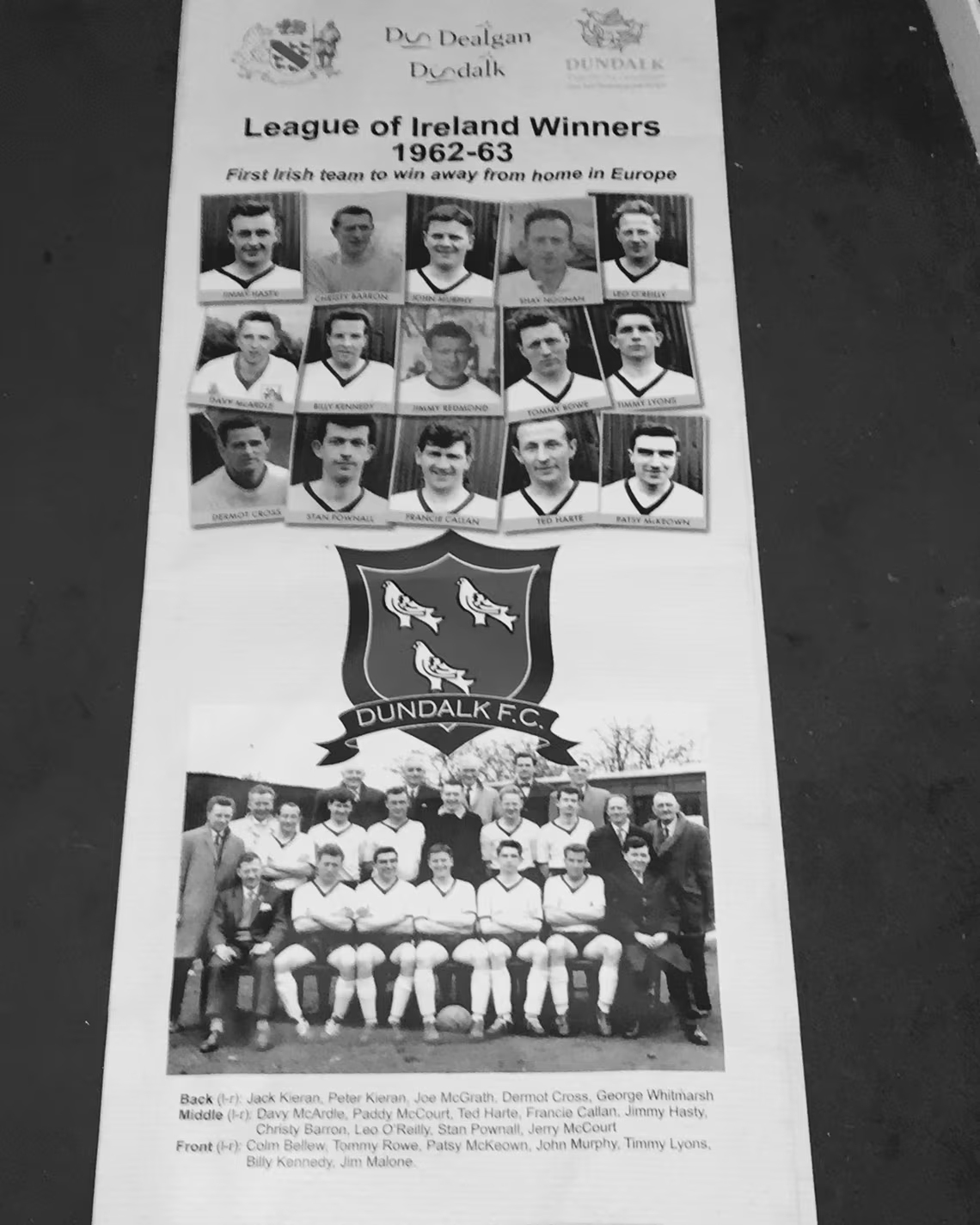 Dundalk’s 1963 League of Ireland-winning team. Photograph: Paddy Malone